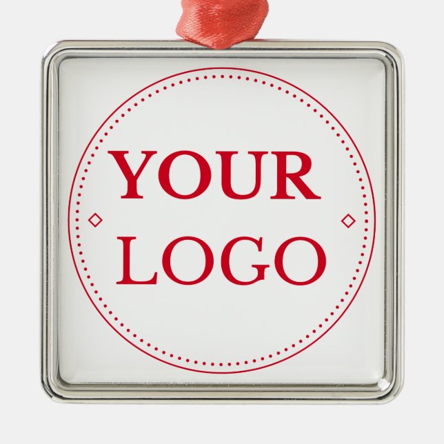 Business Logo Branded Modern  Metal Ornament (Front)