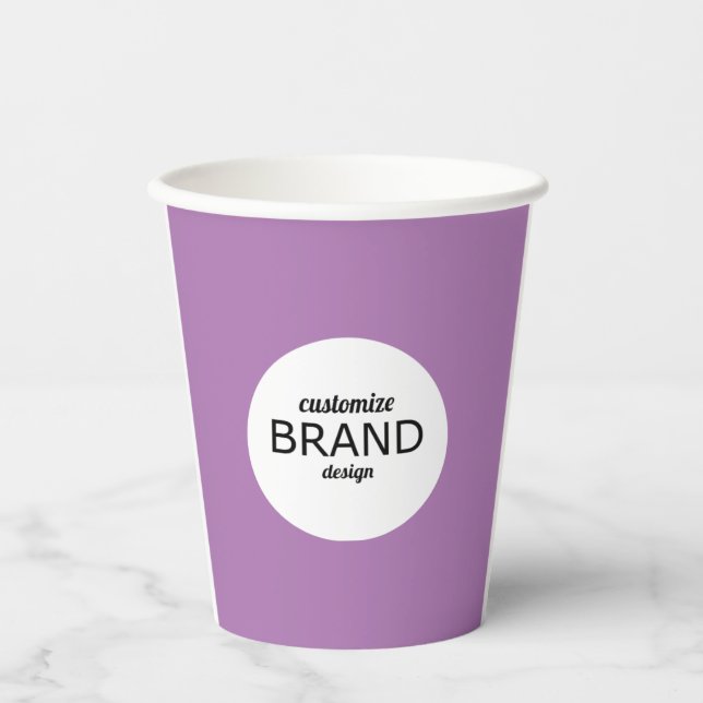 Business Logo Branding Minimalist Purple  Paper Cups (Front)
