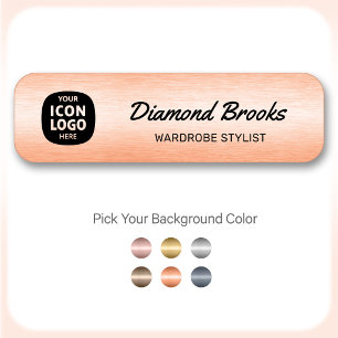 Business Logo Brushed Copper Professional ID  Name Tag