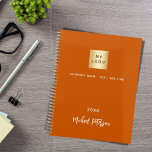 Business logo burnt orange elegant 2024 planner<br><div class="desc">A trendy burnt orange coloured background.  Personalize and add your business,  company logo,  a text,  year and personal name.  White letters.  If you want it without text,  use your back-space key to delete.</div>