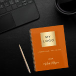 Business logo burnt orange elegant monogram 2025 planner<br><div class="desc">A trendy burnt orange coloured background.  Personalize and add your business,  company logo,  a text,  year and personal name.  Golden letters.  If you want it without text,  use your back-space key to delete.
Add your own website address on the back.</div>