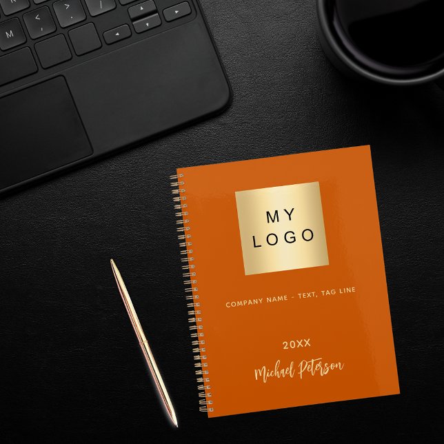 Business logo burnt orange elegant monogram notebook (Creator Uploaded)