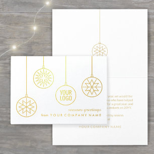 Business Logo Christmas Ornaments Gold Holiday Foil Card