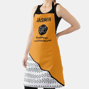 Business Logo Colour Block Pattern Name Title Apron