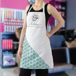 Business Logo Colour Block Pattern Name Title Apron<br><div class="desc">This modern and simple business apron is perfect for any hairstylist, makeup artist, nail tech, aesthetician, aesthetician, baker, cook, and many more professions. It features a place for your logo at the top, with your name and title on top of a white diagonal cute colour block with a pattern of...</div>