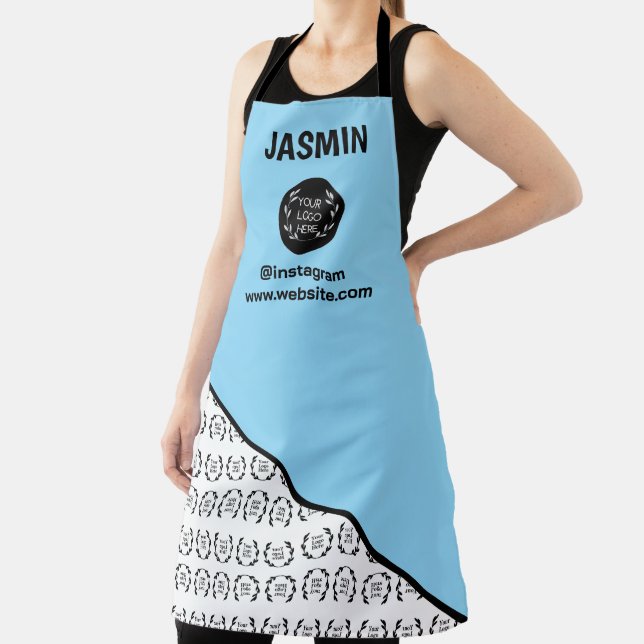 Business Logo Colour Block Pattern Name Title Apron (Insitu)