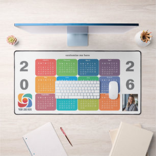 Business Logo Colourful Company 2026 Calendar Desk Mat