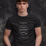 Business Logo Company Branded Staff Employee Name T-Shirt<br><div class="desc">A simple custom black business template in a modern minimalist style which can be easily updated with your company logo and text. If you need any help personalizing this product,  please contact me using the message button below and I'll be happy to help.</div>