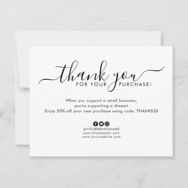 Business Logo Company Custom Thank You Card (Front)