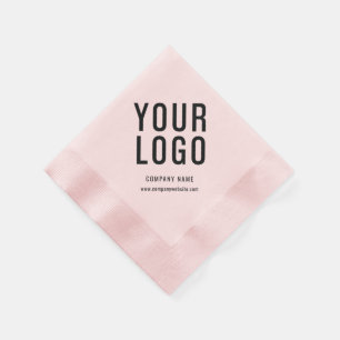 Business Logo Company Event Minimalist Pink  Napkin
