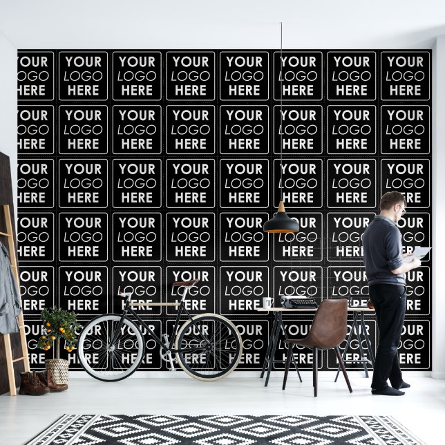 Business Logo Company Modern Minimal Office Black Wallpaper (Living Room)
