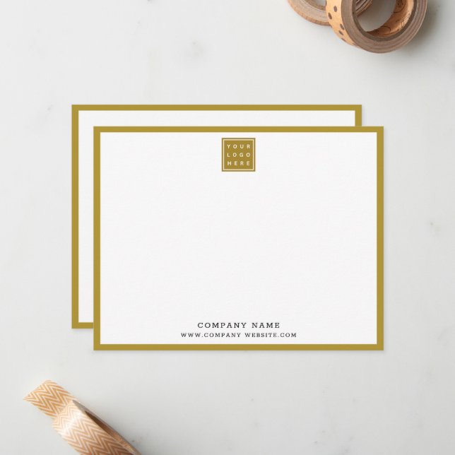 Business Logo Company Name Gold Border Card (Front/Back In Situ)