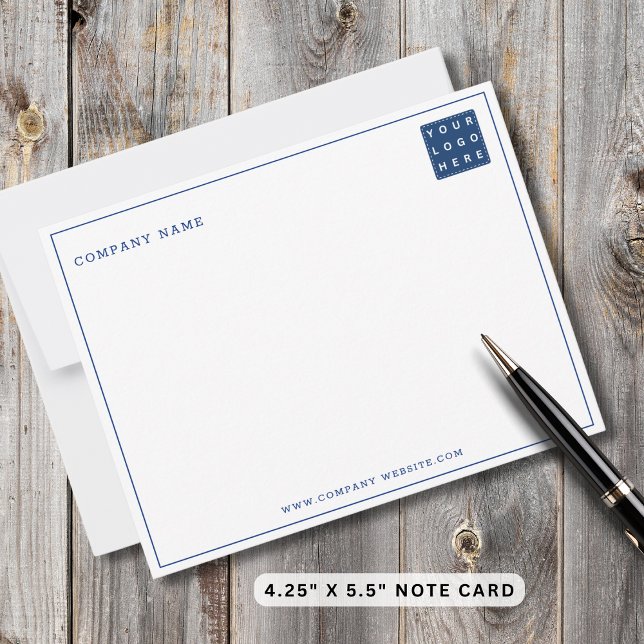 Business Logo Company Name Navy Border Minimalist  Card (Creator Uploaded)