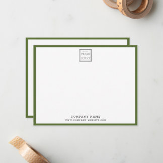 Business Logo Company Name Olive Green Border Card