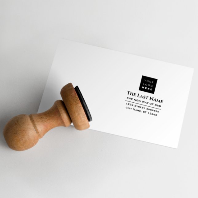 Business Logo Company Name RSVP Adress Unique Rubber Stamp (Creator Uploaded)