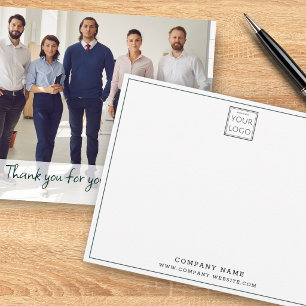 Business Logo Company Name Team Photo Thank you  Card