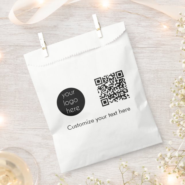 Business Logo Company Promotional QR Code Text Favour Bag (Clipped)