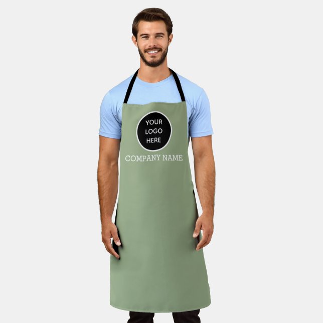 Business Logo Company Sage Modern Minimalist Apron (Worn)
