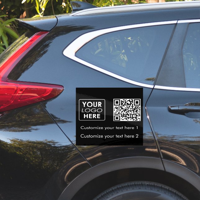 Business Logo Company Simple QR Code Text Black  (Car Side)