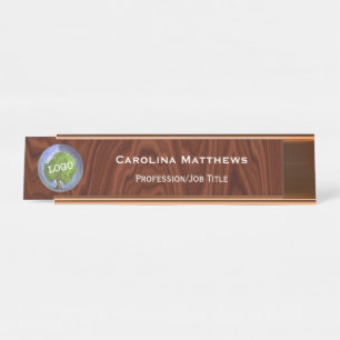 Business Logo Company Wood Changeable Desk Name Plate