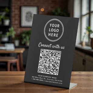 Business Logo Connect With Us Create Your QR Code Pedestal Sign