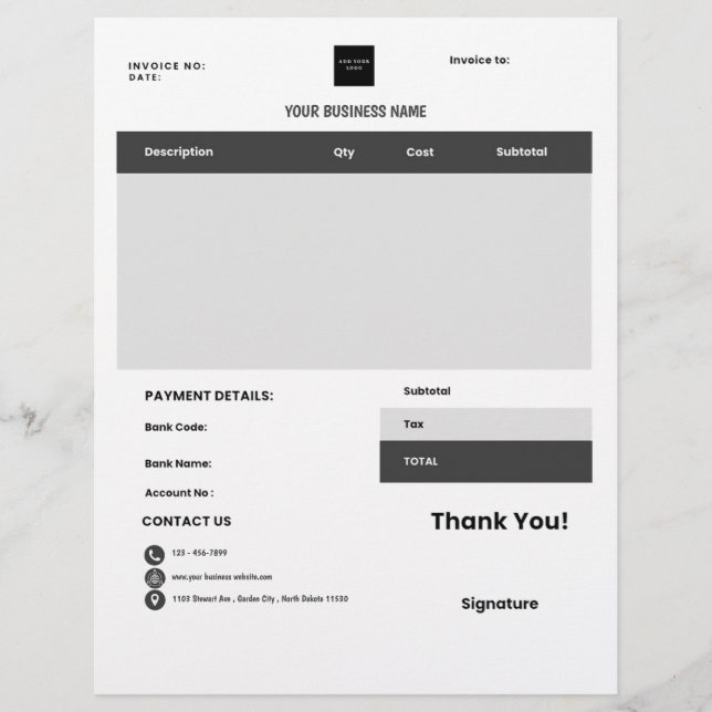  Business Logo Construction & Contractor Invoice  Letterhead (Front)
