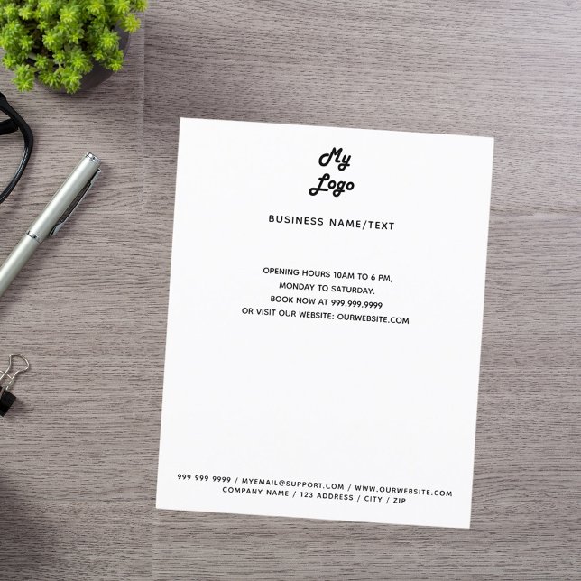 Business logo contact information custom text flyer (Creator Uploaded)