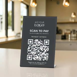  Business Logo Contactless Scan to Pay QR Code Pedestal Sign