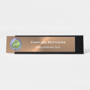 Business Logo Copper Changeable Desk Name Plate