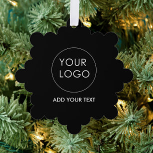 Business Logo Corporate Company Black Ornament Card