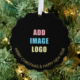 Business Logo Corporate Company Black Ornament Card
