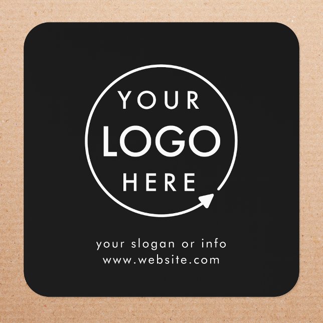 Business Logo | Corporate Company Minimalist Square Sticker (Your brand, your custom stickers, available on a sheet or bulk roll)