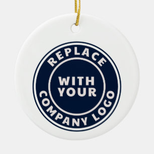 Business Logo Corporate Employee Christmas Holiday Ceramic Ornament