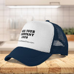 Business Logo Corporate Employees Custom Trucker Hat<br><div class="desc">Add your brand logo and website address to this cute hat that's perfect to passively advertise your new or established business. Perfect for trade shows or showroom and reception area for employees and clients use Available in other colours. No minimum order quantity and no setup fee. Order as many or...</div>