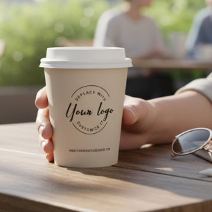 Business Logo Corporate Event Simple Beige Custom Paper Cups