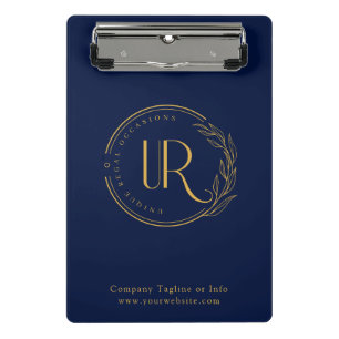 Business Logo Corporate Navy Blue Modern Mini Clipboard