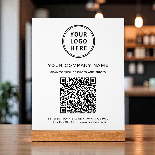 Business Logo Create Your QR Code White Acrylic Sign (Business Logo Create Your QR Code White Acrylic Sign)