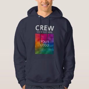 Business Logo Crew Member Template Mens Navy Blue Hoodie