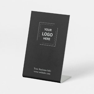 Business Logo   Custom Black Professional  Pedestal Sign