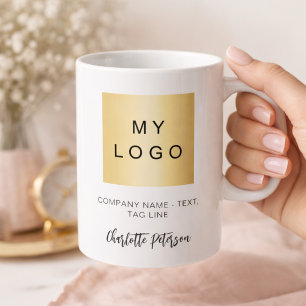 Business logo custom brand colour name script coffee mug