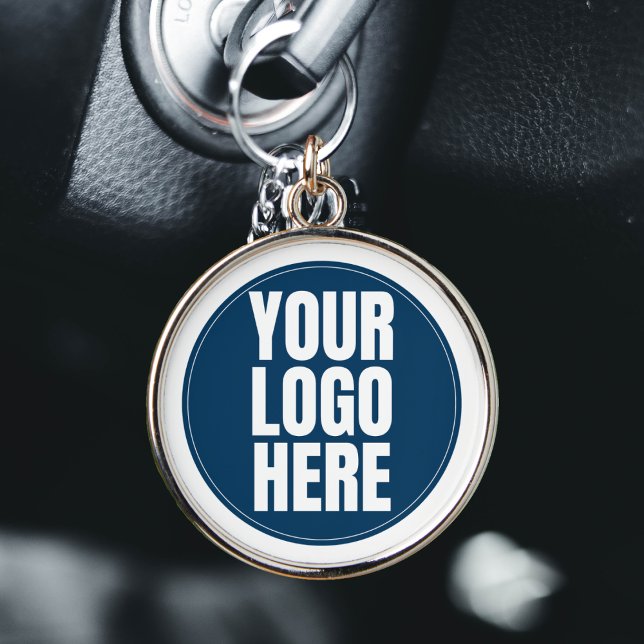 Business Logo Custom Company Photo Keychain (company business logo round silver keychain)