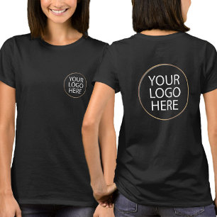 Business Logo   Custom Employee back & front black T-Shirt