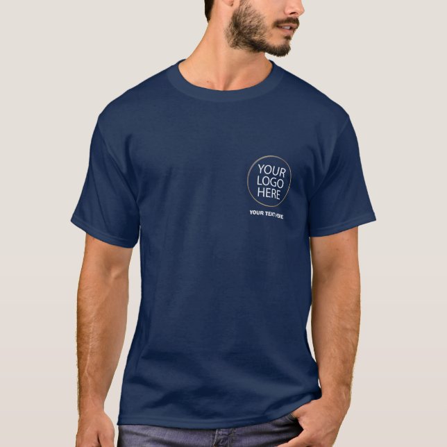 Business Logo | Custom Employee back & front Blue T-Shirt (Front)