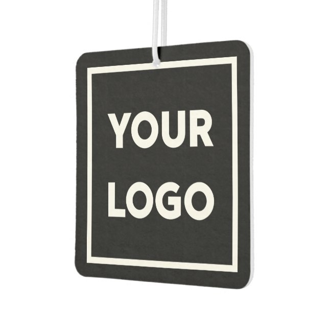 Business Logo Custom QR Code and Text on Black Air Freshener (Left)