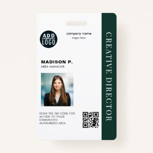 Business Logo Custom QR Code Photo Employee ID Badge