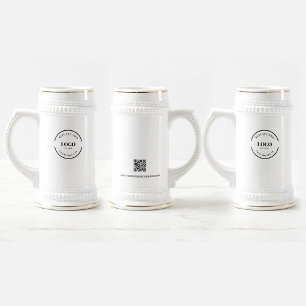 Business logo Custom QR code website professional Beer Stein