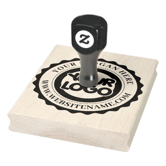 Business Logo Custom Wood Rubber Stamp (Stamp)