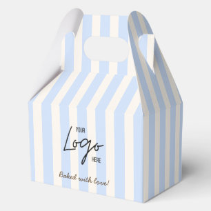 Business Logo Cute Blue Stripes Cookie Favor Box