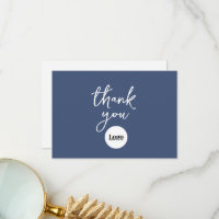 Business Logo Denim Blue Thank You Card