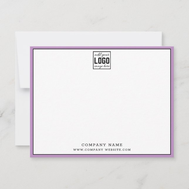 Business Logo Editable Brand Colour Purple Border Card (Front)